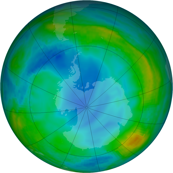 Antarctic ozone map for 04 July 1988